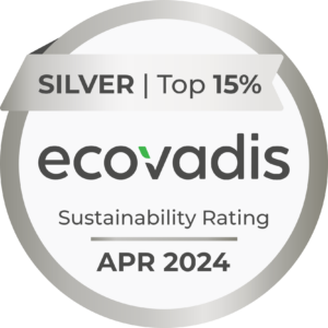 Silver, Top 15% Sustainability Rating with Ecovadis!
